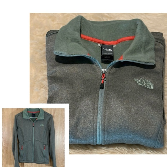 The North Face Agave Softshell Olive and Charcoal Fleece Jacket - Picture 1 of 6